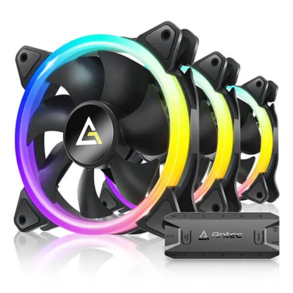 ANTEC Neon 120 ARGB 120mm Cabient Fan with controller ( Black ) ( Triple Pack )