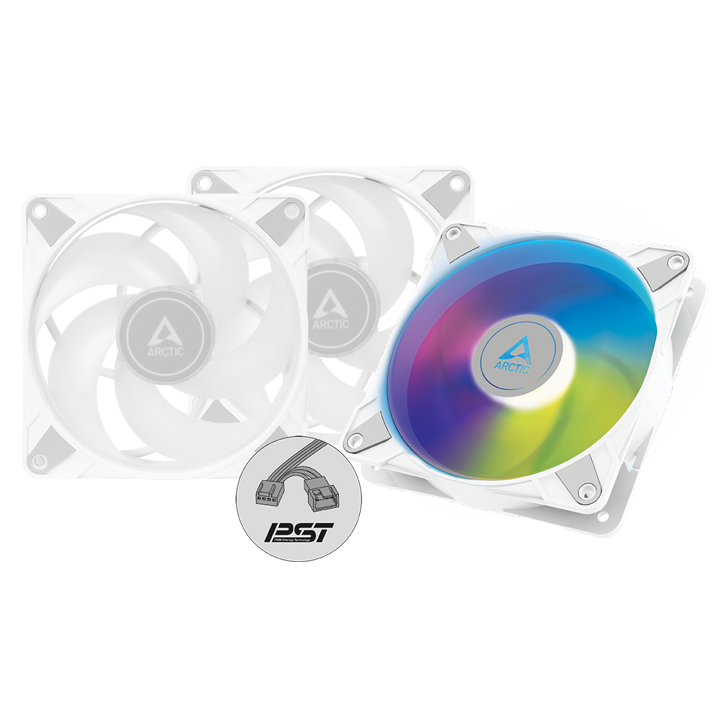 ARCTIC P12 120mm PWM PST ARGB Cabinet Fans (White) (Triple Pack)