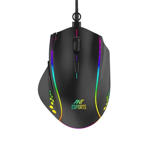 ANT ESPORTS GM600 Wired Ergonomic Optical Gaming Mouse ( GM600-RGB-BLACK ) ( 7200DPI / 7 Macro Buttons ) ( Black )